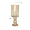 DecMode Gold Glass Handmade Turned Style Pillar Hurricane Lamp with Faux Mercury Glass Finish