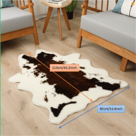 1pc Durable Faux Cowhide Rug - Washable, Low-Pile, Perfect for Bedroom and Living Room Decor - Western Style Animal Print Carpet for Home and Room Dec (Color: Tricolor Fur, size: 33.46*43.31inch)