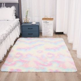 1pc, Tie-Dyed Plush Shag Furry Area Rug for Bedroom, Living Room, Nursery, and Kids Room - Ultra Soft and Fluffy, Washable, Non-Shedding, and Perfect (Color: Tie-dye Colorful, size: 35.4*59.1 inch)