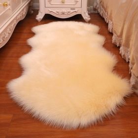 New Carpet Plush Soft Sheepskin Bedroom Carpet Imitation Wool Pad Long Hair Bedside Mat Sofa Cushion Rugs Living Room Fur Carpet (Color: PD1008, size: 60x150cm)