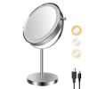 8-inch Makeup Mirror with Lights, Double Sided 1X/10X Magnifying Mirror, 3 Color Lighting Dimmable Vanity Mirror with 360¬∞ Swivel , Built-In Battery